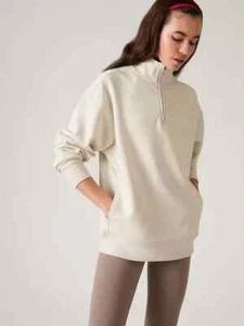 Felpa ATHLETA Forever Fleece 1/4 Zip MEDIA M | Osso #891664 NUOVA - Foto 1 di 5