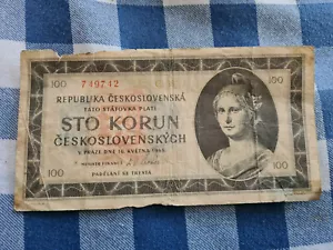 Banconota da 100 corone della Cecoslovacchia Soc.Rep. dal 1945 - Foto 1 di 2