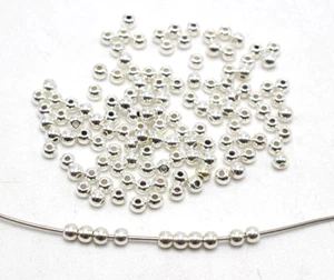 2000 Bright Silver Metallic Acrylic Smooth Round Beads 3mm Spacer Beads - Picture 1 of 5