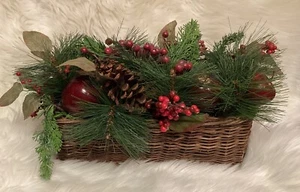 Weihnachten Grünzeug Tannenzapfen Äpfel Korb 14” L x 9” H x 5” T - Bild 1 von 5