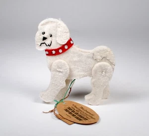 Hand Made Recycled Wool Bichon Dog Ornament - Picture 1 of 1
