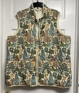 Coldwater Creek 2XL Quilted Vest Owls Birds Forrest Light weight - Picture 1 of 18