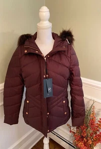 NEW Marc New York Women’s Faux Fur Hood Burgundy Puffer Jacket Size M NWT - Picture 1 of 10