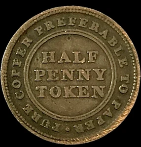 1813 Nova Scotia Canada Half Penny Token - Trade Navigator - Picture 1 of 2