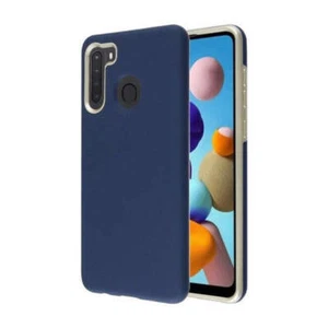 For Samsung A21 Protective TPU Hybrid Dual Layer Bumper Case Cover - Navy/Gold - Picture 1 of 3