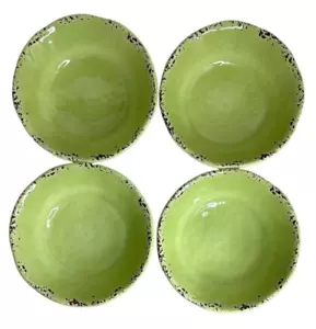 Tommy Bahama Green Crackle Melamine Cereal Salad Bowls Set of 4 - Picture 1 of 7
