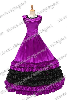 Dama Victoriano Gótico Encaje Brocado Volantes Vestido de Baile Elegante Vestido de Noche Fiesta Foto 1 de 4