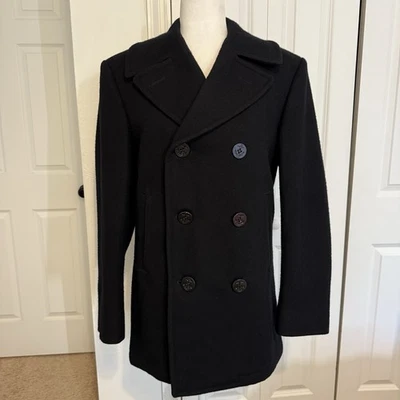 US Navy Men's DSCP Quarterdeck Collection Wool Pea Coat Overcoat 38R  Black - Image 1 of 4