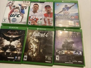 6 XBOX ONE GAMES EA Sports UFC/Madden 22/Madden 16/Batman/Fallout 4/Forsaken - Picture 1 of 12