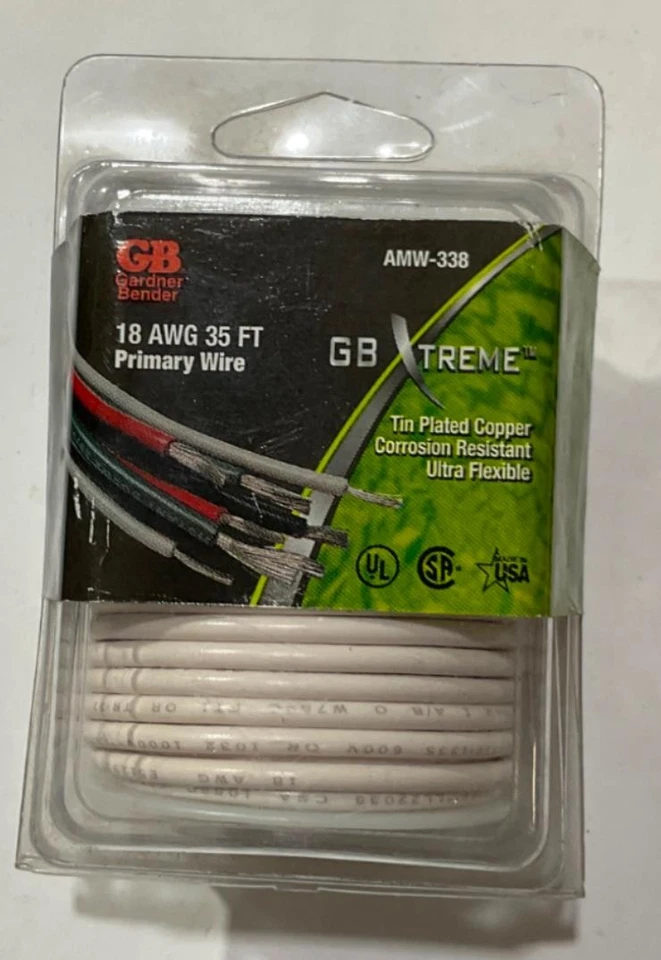 Gardner Bender 18 AWG 35' fio branco primário de cobre estanho AMW-338 - Imagem 1 de 3