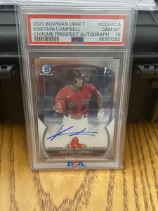 2023 Bowman Draft #CDA-KCA Kristian Campbell 1st Bowman Chrome Auto PSA 10🔥 - Picture 1 of 4
