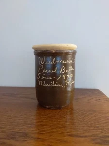 VTG Weidmann’s Peanut Butter Stoneware Crock JAR & Lid Since 1870 Meridian Miss - Picture 1 of 8