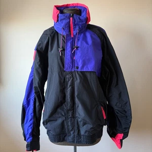 Vintage 90s Columbia Criterion ski jacket shell in black, electric purple & neon - Picture 1 of 15
