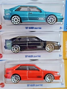 2024 Hot Wheels '87 Audi Quattro Lot of 3- Teal, Black, Red - Picture 1 of 8