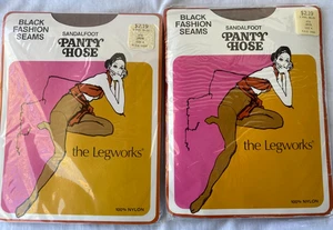 VTG..2 PR..THE LEGWORKS..NYLON..PANTYHOSE..BACK SEAMS..JAVA..NEW..5' 8"+ TALL - Picture 1 of 4