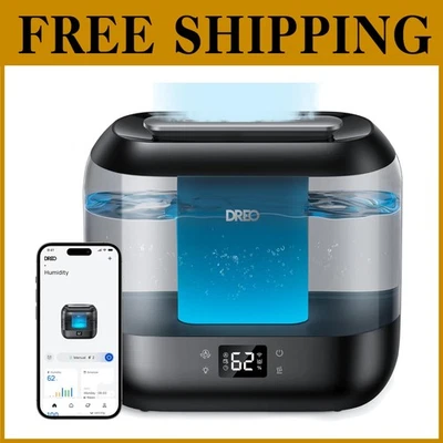 Smart Bedroom Humidifier, 4L Top Fill, Voice Control, Black - Image 1 of 4