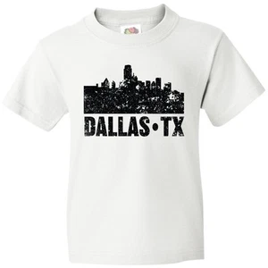 Inktastic Dallas Texas City Skyline With Grunge Youth T-Shirt Skylines Vacation - Picture 1 of 9