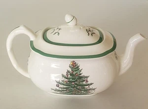 Spode England Christmas Tree Green Trim 6 Cup Teapot With Acorn Knob Lid - Picture 1 of 17