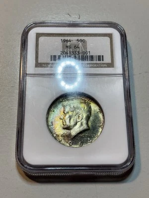 1964 Kennedy Half Dollar NGC MS64 Textile Toner Old Holder - Image 1 of 4