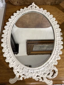 "Espejo de mesa ornamentado de hierro fundido de colección tréboles victorianos caballete trasero irlandés 15,5""" - Imagen 1 de 8