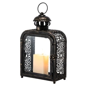 Candle Lantern Decorative Indoor & Outdoor, Vintage Metal Lanterns with Clear... - Picture 1 of 9