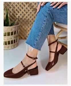 Womens Mary Jane Chunky Low Heels Closed Square Toe Ankle Strap Pumps Wedding... - Picture 1 of 5