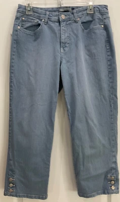 Pantalones de mezclilla capri para mujer BandolinoBlu talla 10 azul claro puños con 3 botones 196 Foto 1 de 4