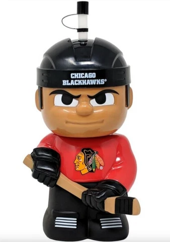 Chicago Hockey 16oz. Big Sip Water Bottle With Reuse-able Straw Blackhawks Cover