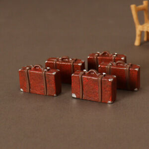 5PC 1:24 Scale Dollhouse Miniatures Accessories Tiny Travel Suitcase Bedroom