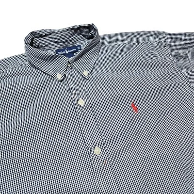 Ralph Lauren Gingham Button Down Short Sleeve Shirt Classic Fit XL Blue White - Image 1 of 4