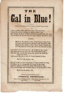 DAS MÄDCHEN IN BLAU! 1850er Blackface Minstrel Broadside LIEGSBLATT - Joshua Peckham - Bild 1 von 1