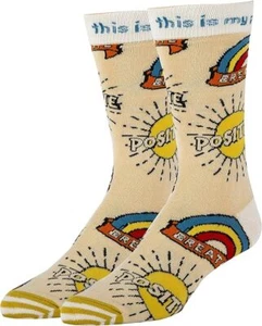 Men's Novelty Crew Socks, Positive, Oooh Yeah Funny Fun Crazy Cool Socks - Picture 1 of 1