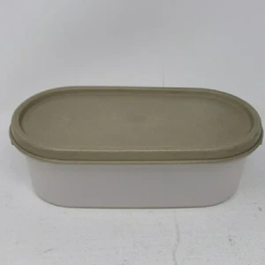 Tupperware 2 Tassen hellbraun Modular Mates oval #1 Behälter 1611 mit Deckel 1616 - Bild 1 von 10
