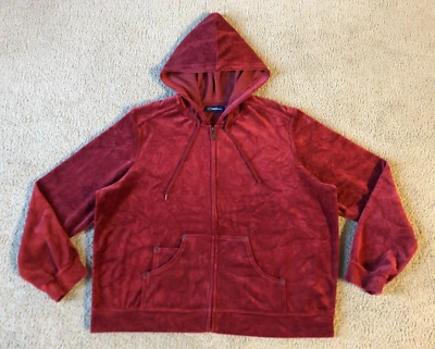 VTG 80s Catlina Women's Maroon Velour Hooded Sweatshirt Hoodie - Size XL 16/18 - Image 1 of 4