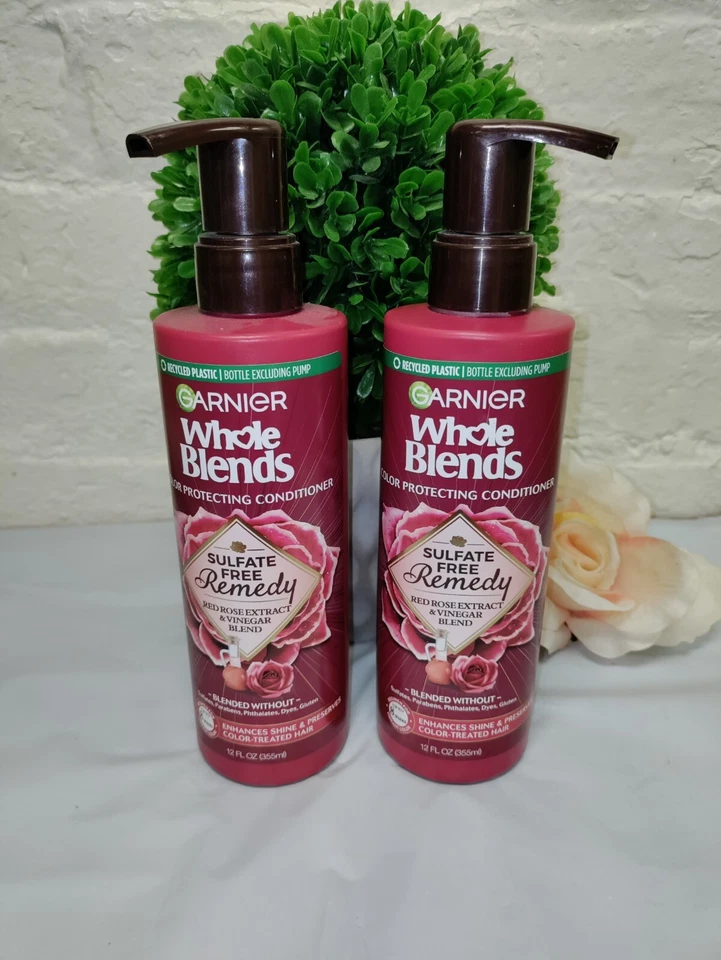2 Garnier Whole Blends Sulfate Free Red Rose Extract, Vinegar Conditioner, 12 OZ - Image 1 of 1