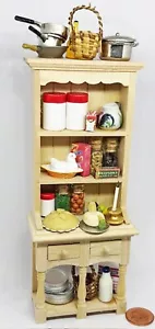 Dolls House Filled Wooden 2 Drawer Kitchen Dresser 1:12 Scale Miniature Tumdee - Picture 1 of 8