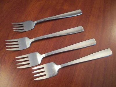 4 Gense Facette stainless steel salad dessert forks 6 1/2" very clean - Изображение 1 из 4