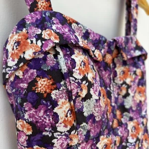 Vintage Women’s Sweetheart Dress IXII Small Floral Coquette Stretch Tie Made USA - Picture 1 of 15