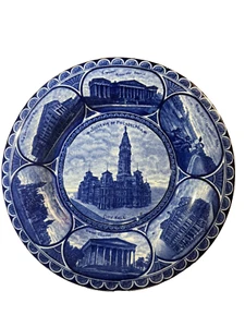 Rowland & Marsellus Souvenir Flow blauer Teller - historisch Philadelphia 10" - Bild 1 von 9