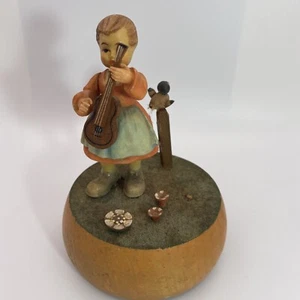 Rueda giratoria de madera REUGE ANRI GIRL tocando violín suizo, pieza de colección - Imagen 1 de 7