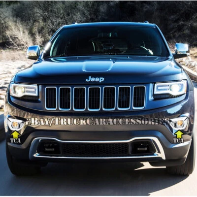 FOR 2014 2015 2016  JEEP GRAND CHEROKEE CHROME FRONT FOG LAMP LIGHT COVER - Image 1 of 2