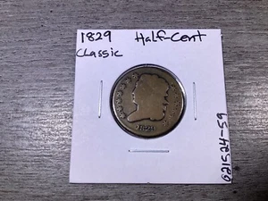 1829 Classic Head HALF-CENT 195 Year Old U.S. Copper Coin-021524-59 - Picture 1 of 4
