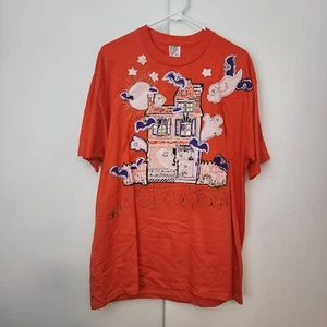 Vtg Jerzees Tee Painted Halloween Pumpkin Bats Ghost Haunted House 80's 90s XL - Picture 1 of 12