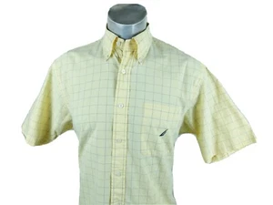 Nautica Yellow Cotton Button Down Short Sleeve Shirt Large Generous Like XL - Picture 1 of 4