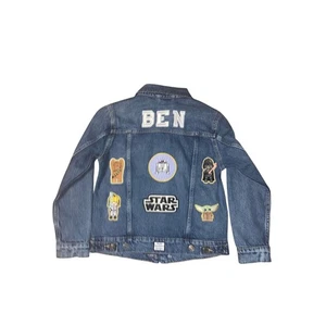 OLD NAVY DENIM JACKET YOUTH MEDIUM JEAN Star Wars Ben Three Wildflower Designs - Picture 1 of 9