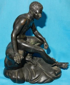 ANTIQUE LATE 19 c CAST BRONZE FIGURE SEATED HERMES ITALIAN GRAND TOUR 15 x 18 cm - Picture 1 of 8
