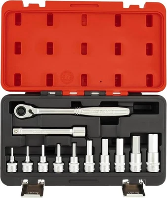 TONE 1/2 Drive 3-19 Hexagon Socket Wrench Set H4100MP 12 Tools JAPAN Red New JP - Image 1 of 4