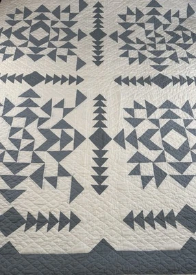 JC Penny Linden Street 100% Cotton Quilt Queen Blue White Complete 90”x92” - Image 1 of 4