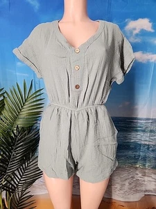 Nwt CUPSHE Women's Elastic Waist Romper  Size Small. Mint Color  - Picture 1 of 6