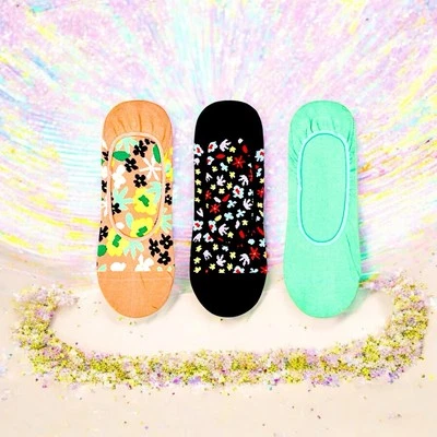 Paquete de 3 calcetines florales Happy Socks No-Show JM3 multicolor nuevos con etiquetas talla 5,5/9,5 Foto 1 de 4